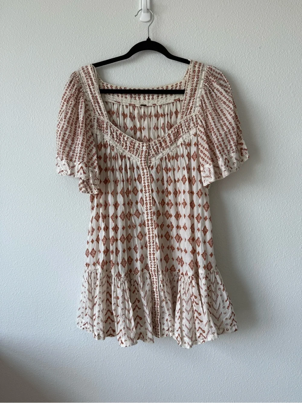 Free People HEARTS DESIRE PRINT TUNIC DRESS IN IVORY COMBO